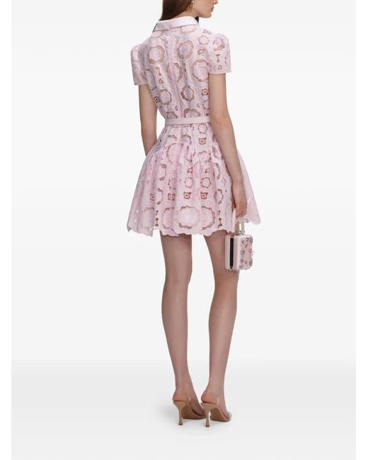 Self-Portrait Pink Short Floral Dress