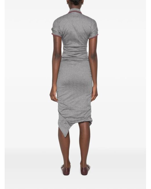 Vivienne Westwood Gray Pulling Ruched Asymmetric Midi Dress