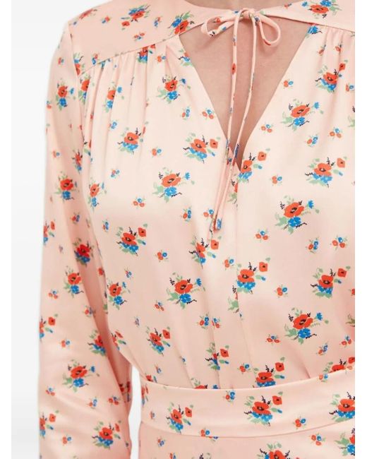 Notes Du Nord Top Met Bloemenprint En Gestrikte Hals in het Pink
