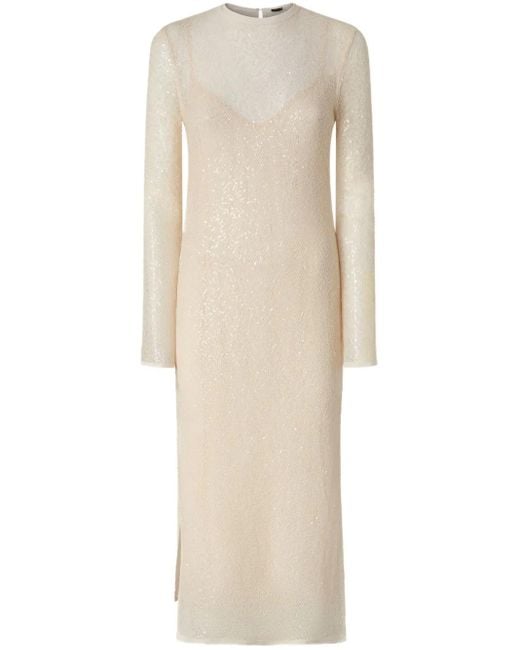 Pinko Natural Midi Dress With Rear Teardrop Fastening