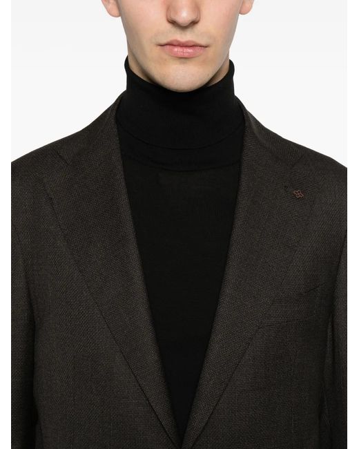 Tagliatore Black Notched-Lapel Single-Breasted Suit for men