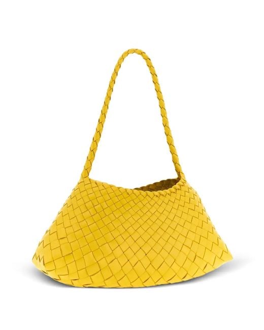 Dragon Diffusion Yellow Rosanna Hand-Woven Leather Shoulder Bag