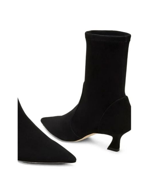 Stuart Weitzman Black Vinnie Pointed-Toe Ankle Boots