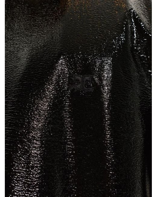 Courreges Black Stand-Up Collar Vinyl Jacket for men