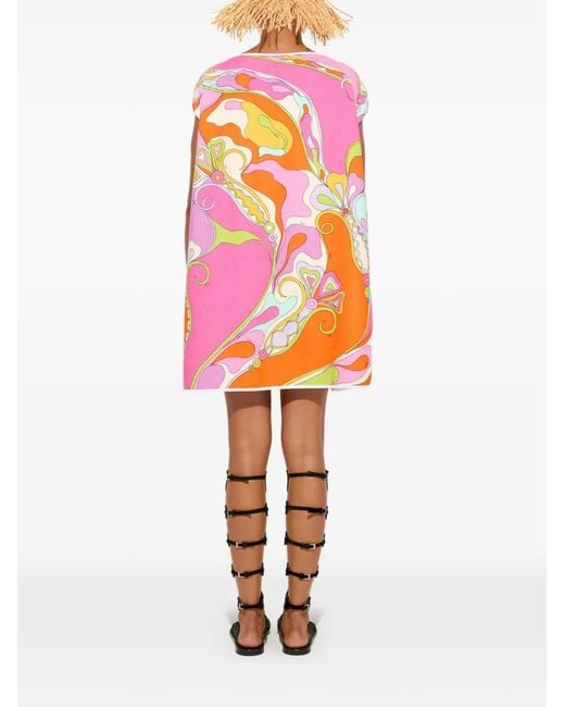 Emilio Pucci Pink Robe En Éponge À Imprimé Orchidée