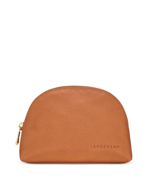 Longchamp Brown Le Foulonné Grained-Leather Pouch
