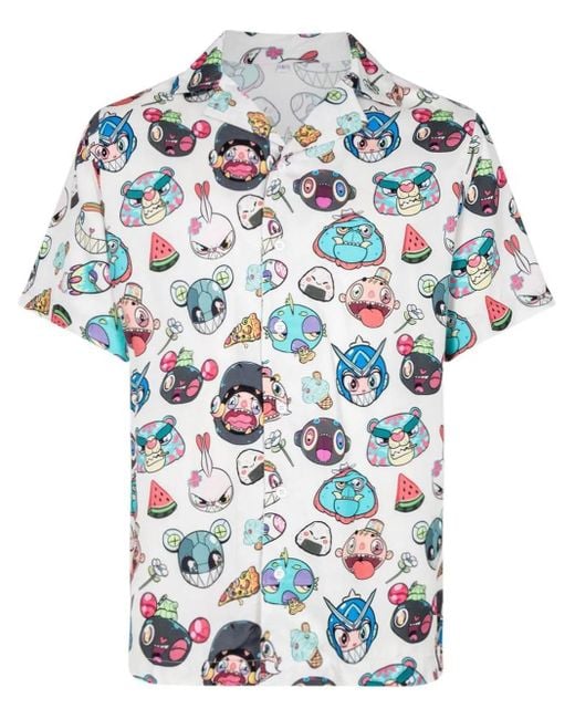 KARAFURU White Button-Up Short-Sleeve Shirt