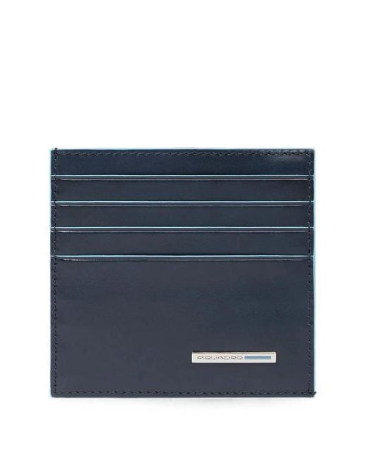 Piquadro Blue Logo-Plaque Leather Cardholder for men