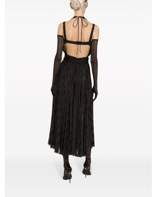 Dolce & Gabbana Black Dg-print Midi Dress
