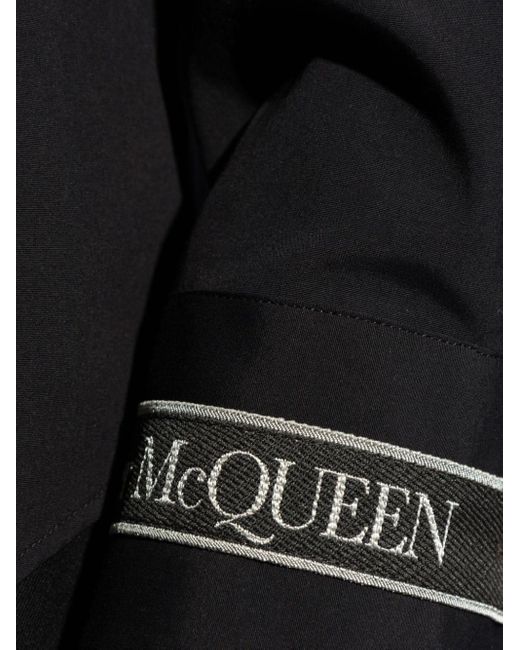 Alexander McQueen Black Logo-strap Poplin Shirt for men