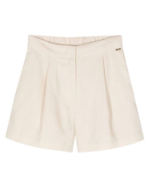 Armani Exchange Natural Chambray Pleated Shorts