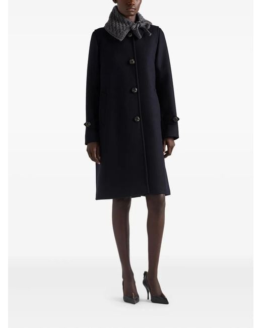 Prada Blue Single-Breasted Double Loden Coat