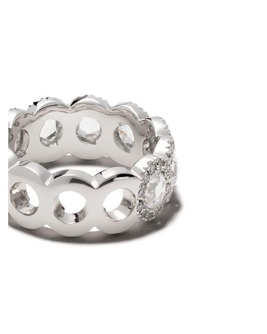 David Morris 18kt White Gold Rose Cut Diamond Half Eternity Ring