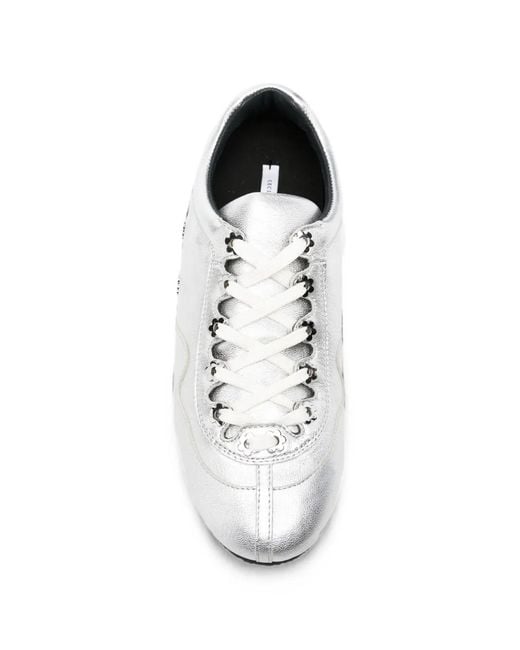 CECILIE BAHNSEN White Blaise Flower-Stud Sneakers