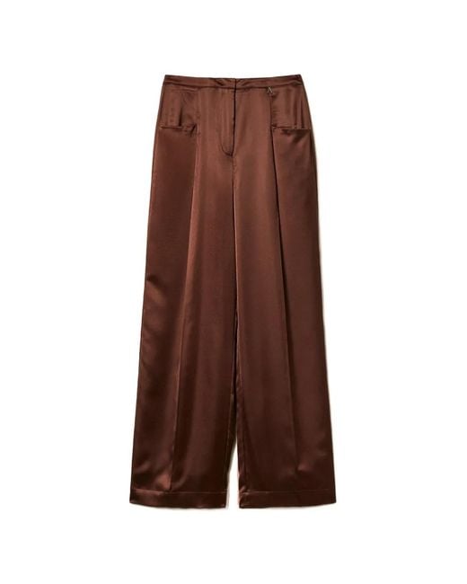 Twinset Brown Pantalon Palazzo En Satin