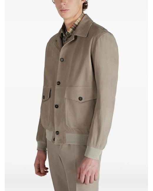 Montedoro Natural Buttoned Suede Leather Jacket for men