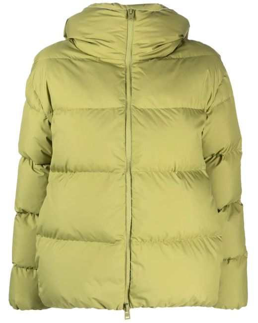 Herno Green Zip-Up Hooded Down Jacket