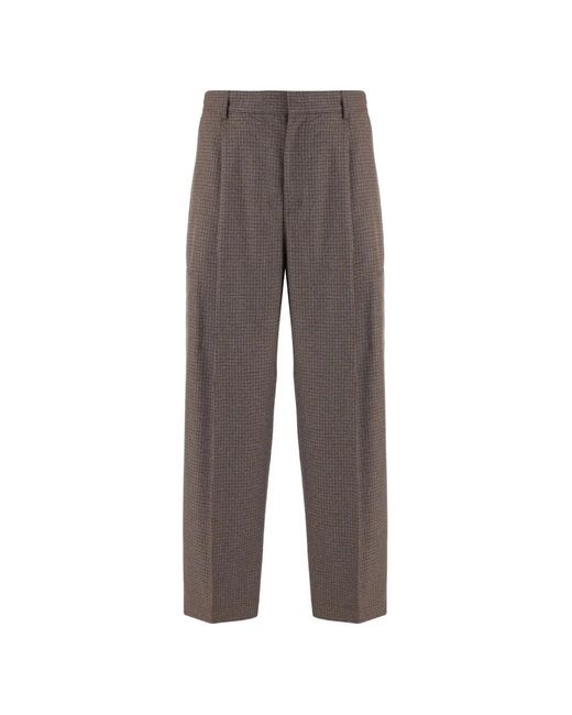 DARKPARK Gray Houndstooth-Pattern Pleated Trousers for men