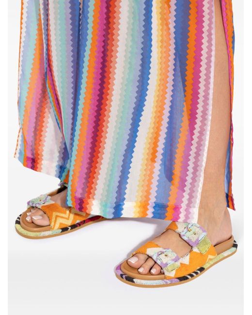 Missoni White Zigzag-knit Buckled Sandals