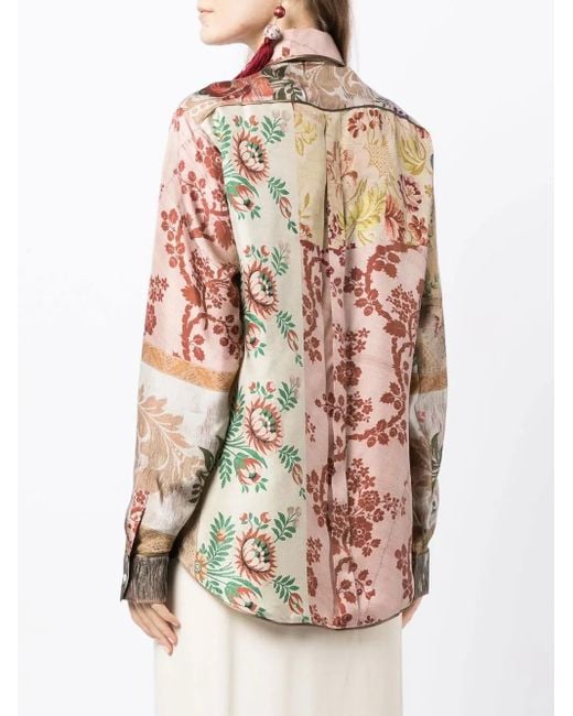 Pierre Louis Mascia Pink Floral-Print Silk Shirt