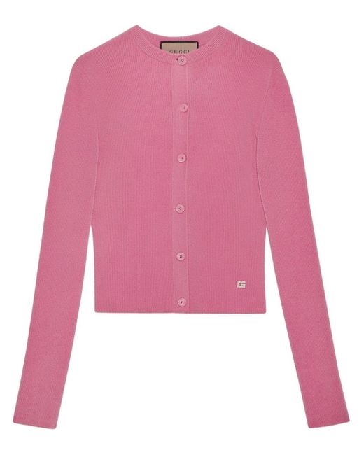 Cardigan Crystal G a coste di Gucci in Pink