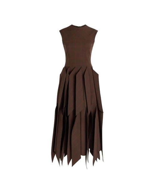 A.W.A.K.E. MODE Women's Brown Plaid Midi Dress - sdkpepageka.sch.id
