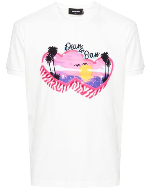 DSquared² Katoenen T-shirt Met Grafische Print in het Pink voor heren