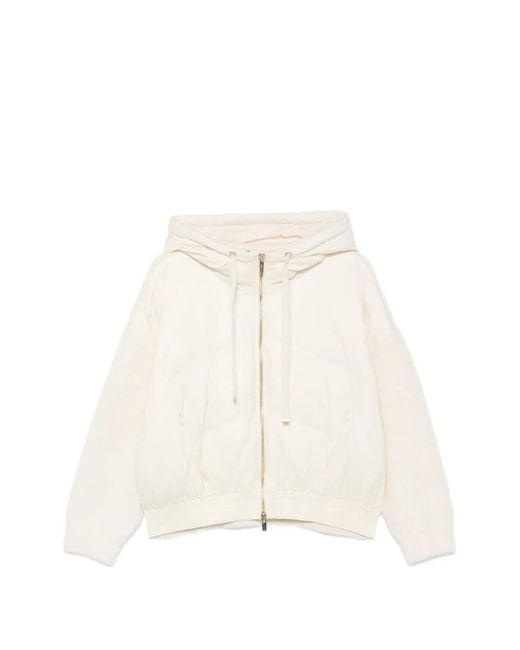 Twinset White Padded Panelled Hoodie