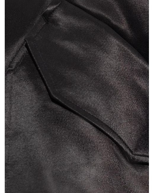 Y-3 Black Satin Zip-Up Bomber Jacket