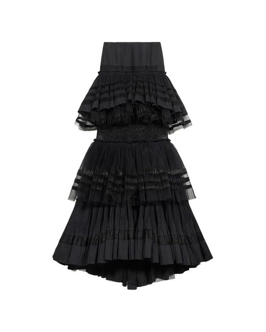 Blumarine Black Tiered Maxi Skirt