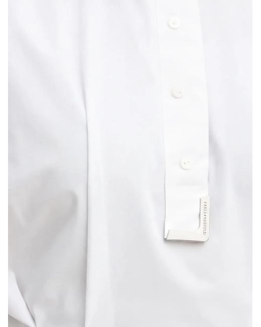 Karl Lagerfeld White Metal Detail Poplin Shirt