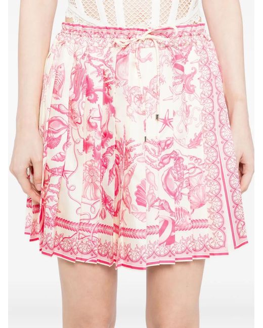 Versace Pink Underwater Barocco Pleated Skirt