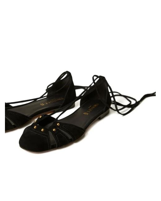 Twinset White Suede Ballet Flats