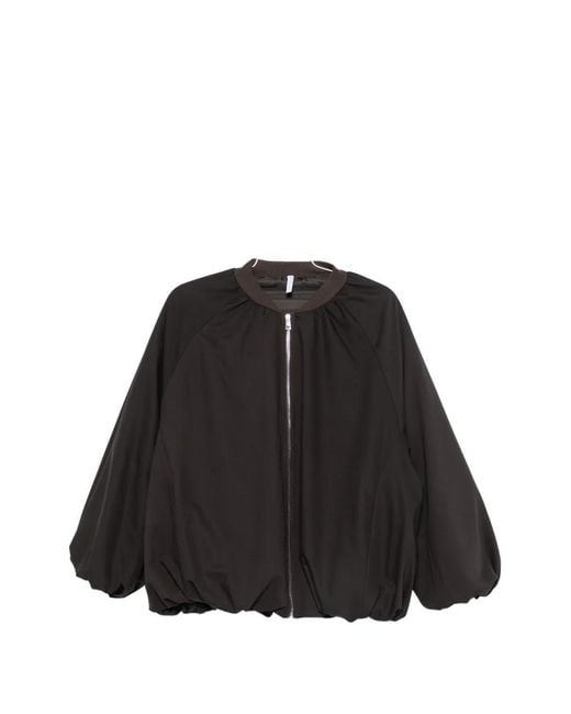 Imperial Black Zip-Up Puffed-Sleeve Jacket