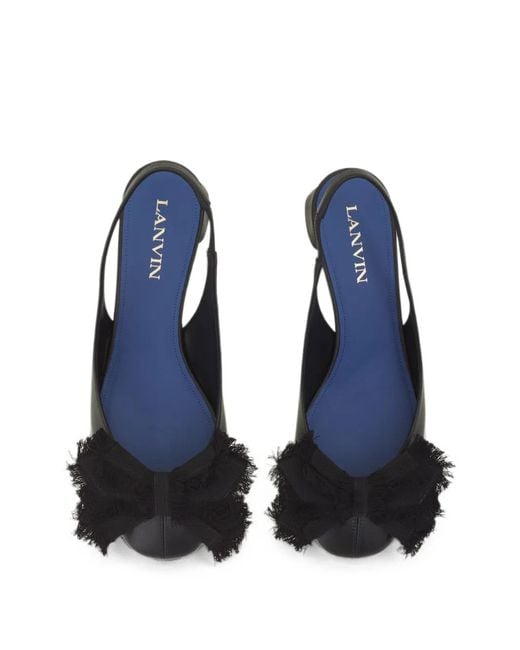 Lanvin Black Bow-Detail Slingback Pumps