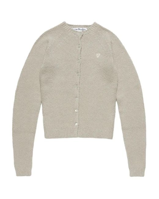 Acne White Heart-Embellished Buttoned Cardigan