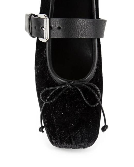 Ann Demeulemeester Black Paisley-Embroidered Velvet Ballet Flats