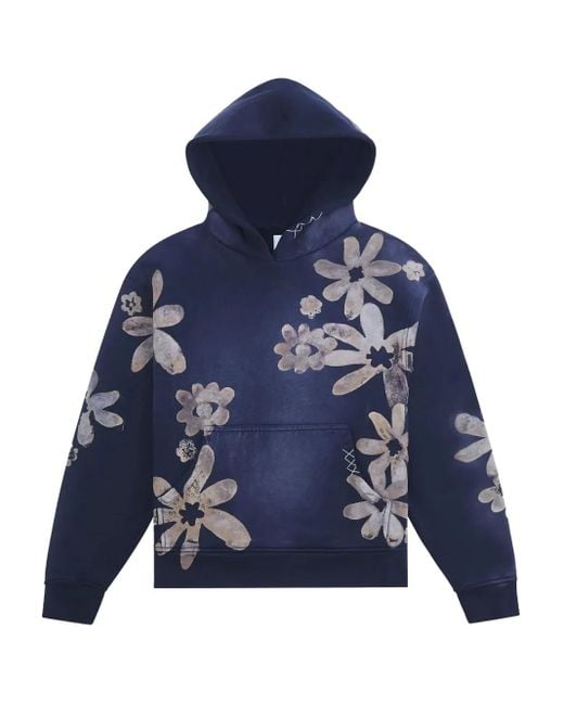 Felpa A Fiori Con Cappuccio di Alchemist in Blue da Uomo