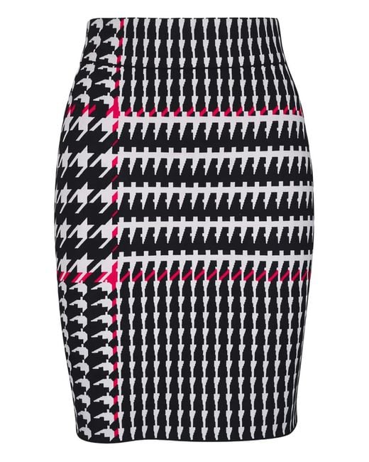 Akris Punto Blue Houndstooth Check Mini Skirt