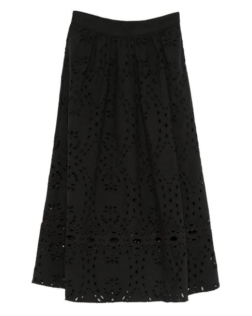 Ba&sh Bela Midi-Rok Met Geborduurd Ringlets in het Black
