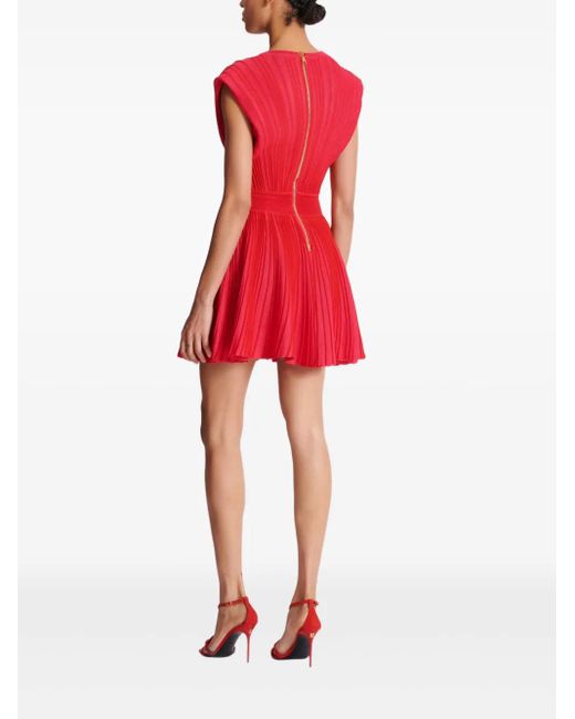 Balmain Pink Raised-Seam Mini Dress