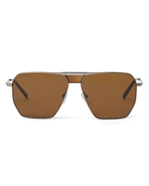 Karl Lagerfeld Brown Geometric-frame Tinted Sunglasses for men
