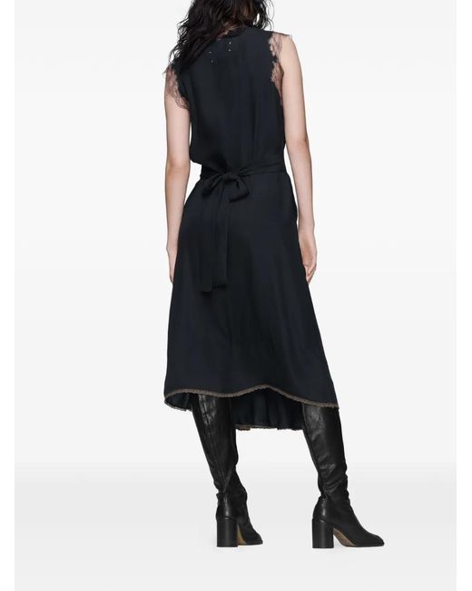 Maison Margiela Black Lace-Trim Midi Dress