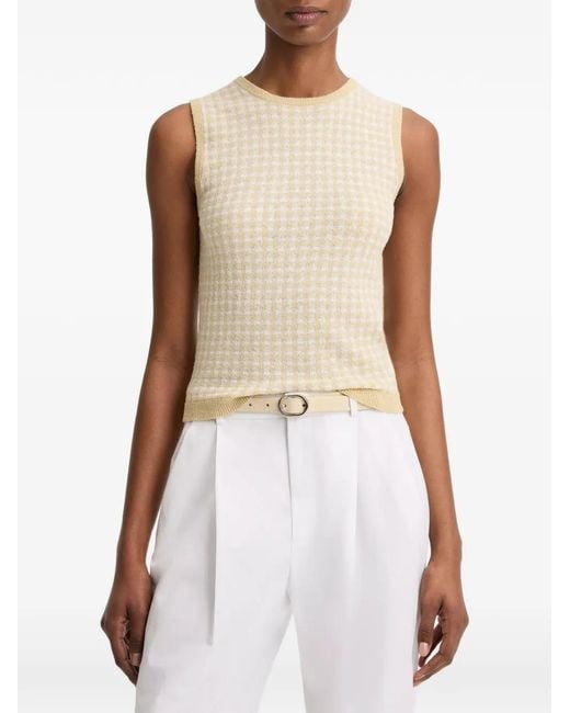 Vince White Gingham-Check Tank Top