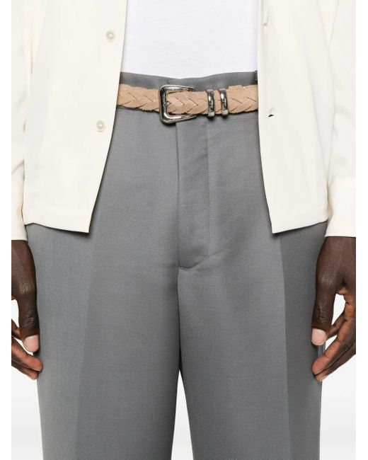 Second/Layer Gray Pleated Wool Trousers for men