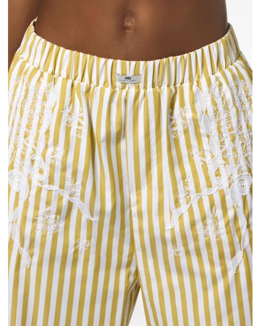 Elisabetta Franchi Yellow Popeline-Hose Mit Stickerei
