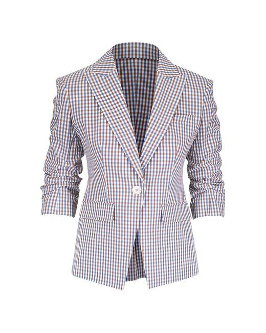 Veronica Beard Purple Clayton Gingham-Check Blazer
