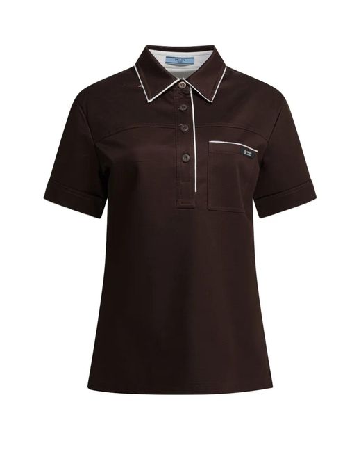 Prada Black Piped Polo Top