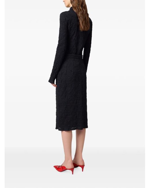 MSGM Black Button-Down Midi Skirt