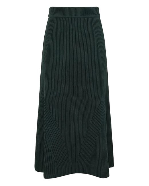 Zimmermann Green Hypnotic Ribbed Midi Skirt